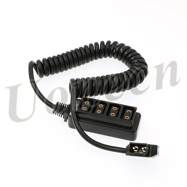 Uonecn Photography Power Coiled Cable D-tap B-Type Male to 4 Port D-Tap Female for Anton Bauer V-Mount Battery Adapter