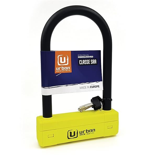 Urban UR120220 Motorcycle U Lock Maximum Security SRA Approved Heavy Duty Anti Theft Lock with Double Locking and Hardened Steel Shackle