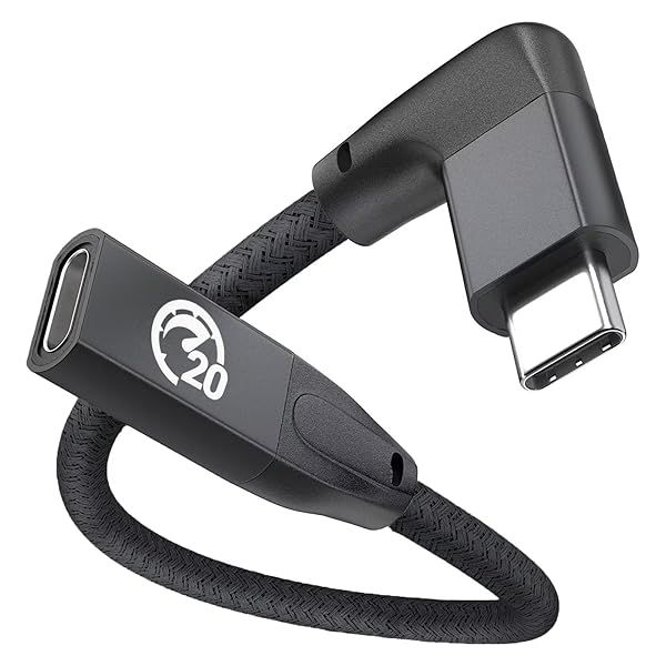 UseBean Right Angle USB C Extension Cable 0.6FT, 90 Degree USB-C 3.2 Gen 2 20Gbps Male to Female Type C 4K Video Extender Cord,for USB C Hub,MacBook,iPad Pro/Air/Mini,Galaxy S24/S23,iPhone 15