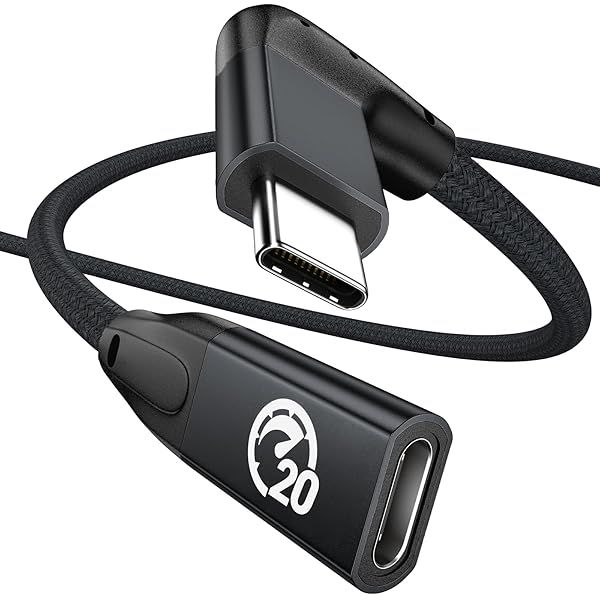 UseBean Right Angle USB C Extension Cable 1.6FT 90 Degree USB-C 3.2 Gen 2 20Gbps Male to Female for MacBook iPad Pro Galaxy S25 iPhone 16 15