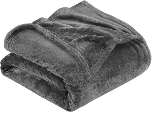 Utopia Bedding Queen Fleece Blanket - Soft, Anti-Static 300GSM Microfiber in Grey (90x90 Inches) for Ultimate Comfort