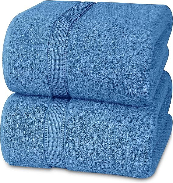 Utopia Jumbo Bath Sheets - 2 Pack 600 GSM Electric Blue Towels | Ultra Soft, Highly Absorbent & Quick Dry 35x70 Inches