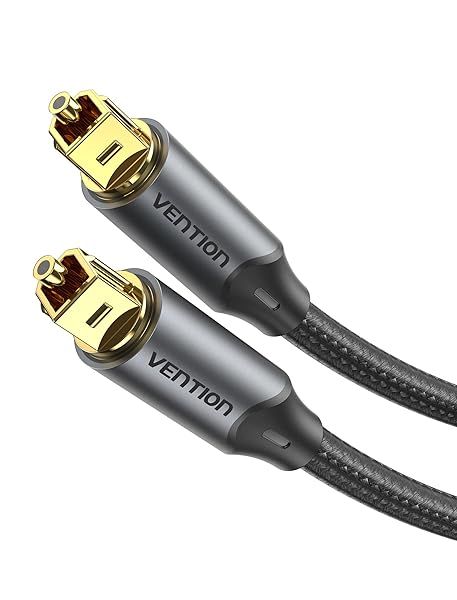 VENTION TOSLINK Optical Audio Cable with Gold-Plated Heads, Nylon Braided Fiber Optic Cord, SPDIF Digital Audio Optical Cable for Soundbar, TV, Home