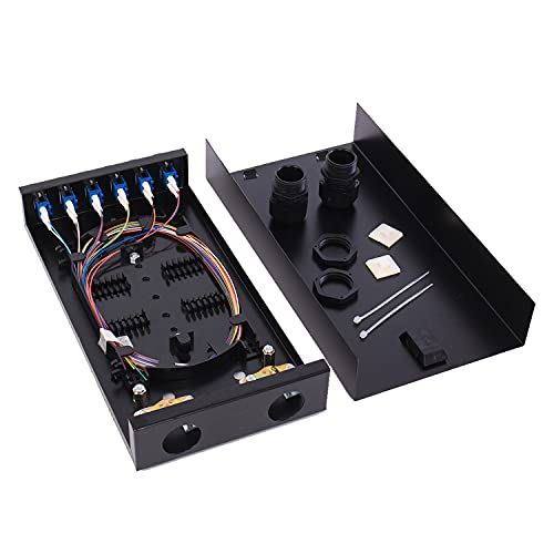 VFLTOOL LC-SM 6 Duplex Box Cables 12 Port Wall Mount Fiber Enclosure with Spool Singlemode OS1 LC-UPC Kit and 6 Port Duplex LGX Panel