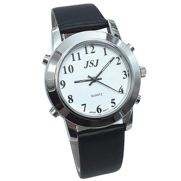 VISIONU Spanish Talking Watch for Blind and Visually Impaired with Alarm Quartz and Leather Strap