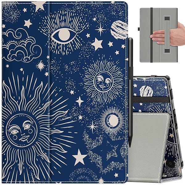 VORI Case for Amazon Kindle Fire HD 10 Tablet 13th 11th Generation Slim Folding Stand Folio Cover Auto Wake Sleep Hand Strap Space Galaxy