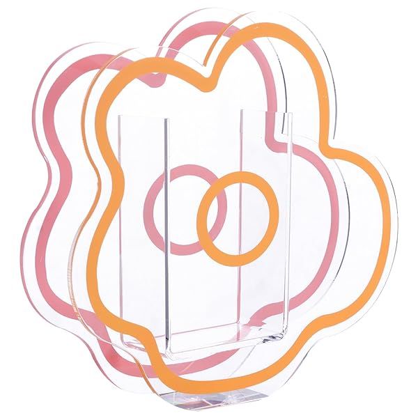 VOSAREA Pink Acrylic Cloud Shaped Flower Vase Elegant Modern Design for Home Office Wedding Decor and Make Up Brush Holder