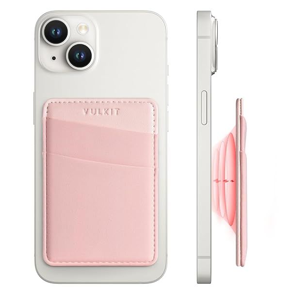 VULKIT Magnetic Phone Wallet for MagSafe RFID Blocking Card Holder for iPhone 16 15 14 13 12 Series and Phone Case with MagSafe Rose