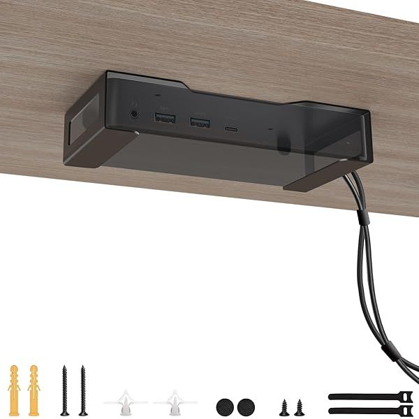 Varghesyla Under Desk Mount for Dell D3100 D6000 Docking Station Laptop Stand with Cable Ties for Organized Workspace