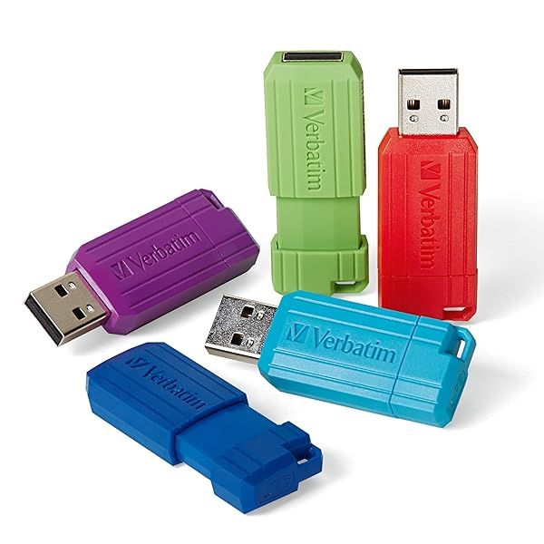 Verbatim 16GB Retractable USB 2.0 Flash Drive 5-Pack - Multicolor Thumb Drives (Green, Blue, Red, Purple, Cyan)