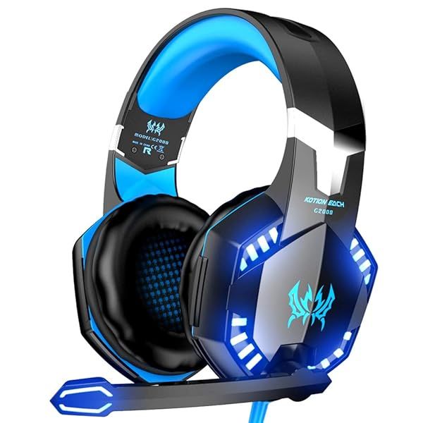 VersionTECH G2000 Gaming Headset: Noise-Cancelling, LED Lights, Soft Earmuffs for PS5, Xbox, PC & More