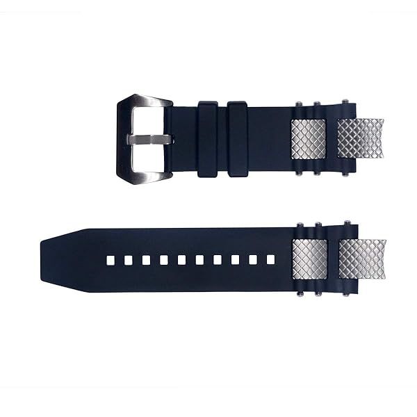 Vicdason Replacement Strap for Invicta Subaqua Noma III - Black Rubber Silicone with Buckle & Silver Inserts