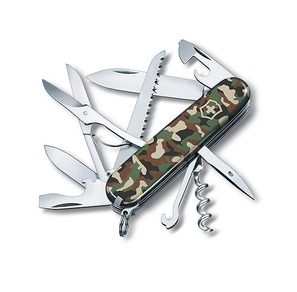 Victorinox Huntsman Swiss Army Knife: 15 Functions, Swiss Made, Camouflage Pocket Knife with Blade, Screwdriver & Scissors