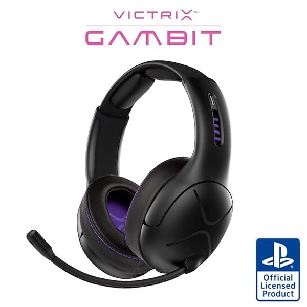 Victrix Gambit Black Gaming Headset: Wireless & Wired, PS4/PS5, Noise Cancelling, Esports-Ready Pro Audio