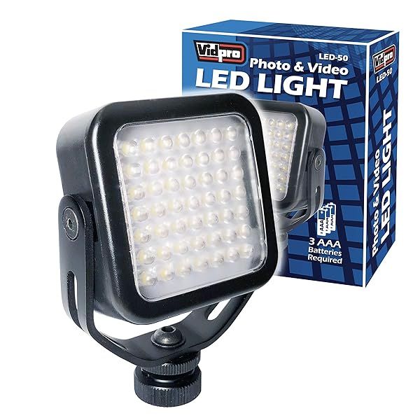 Vidpro LED-50 Photo and Video Light with Dimmer and Magnetic Mount for DSLRs Mirrorless Cameras Phones Conferencing and Vlogging