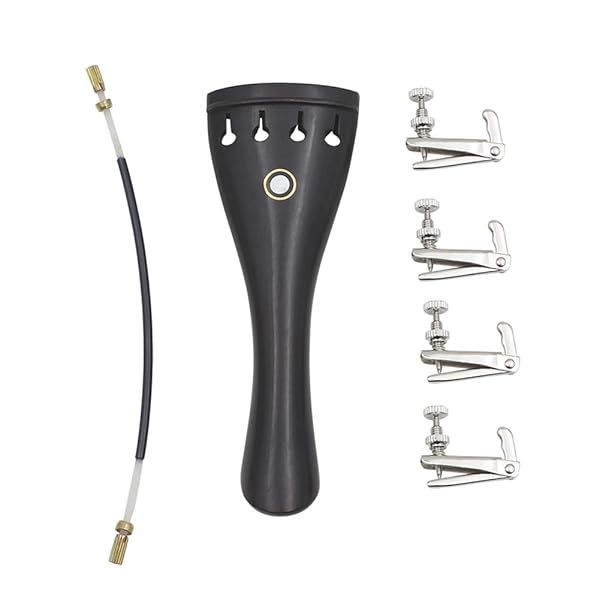 3 in 1 Ebony Violin Tailpiece with Rope Fine Tuners for 4/3 4/4 Violins Durable and Stylish Upgrade for Your Instrument