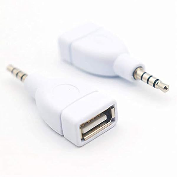 VizGiz 2 Pack 3.5mm to USB Adapter Male Jack to USB 2.0 Female Plug Converter for AUX Audio in Car Accessories
