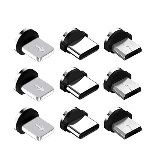 VizGiz 9 Pack Magnetic Phone Cable Adapters - Fast Charging Tips for iPhone, Samsung, Huawei & Android Devices