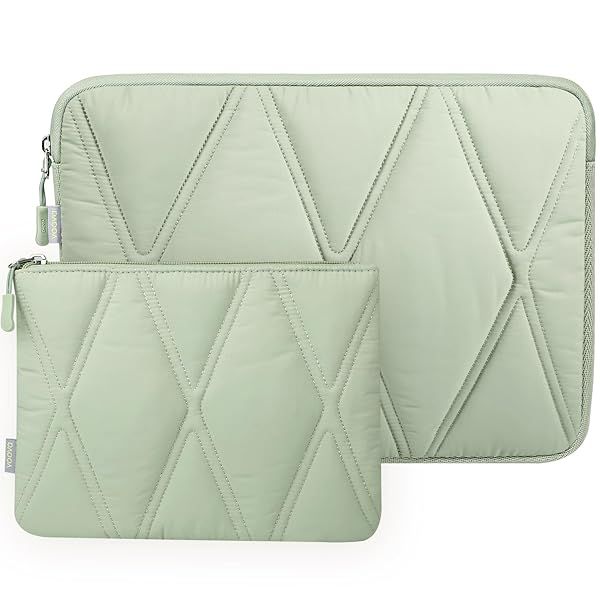 Voova Puffy Laptop Sleeve 15.6 16 Inch Cute Computer Cover Bag for MacBook Pro XPS Lenovo Acer Dell HP Asus Mint Green
