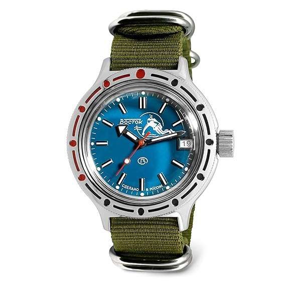 Vostok Amphibia 420059 Scuba Dude: Automatic Diver Watch with Green Strap - Buy Now!