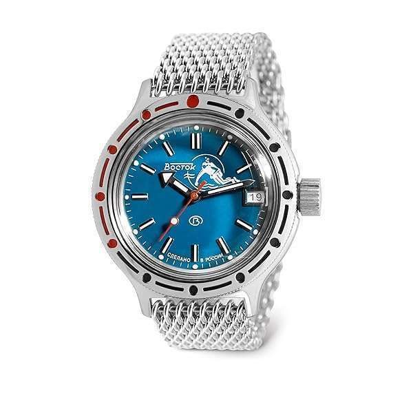Vostok Amphibia 420059 Scuba Dude: Automatic Diver Watch with Mesh Bracelet