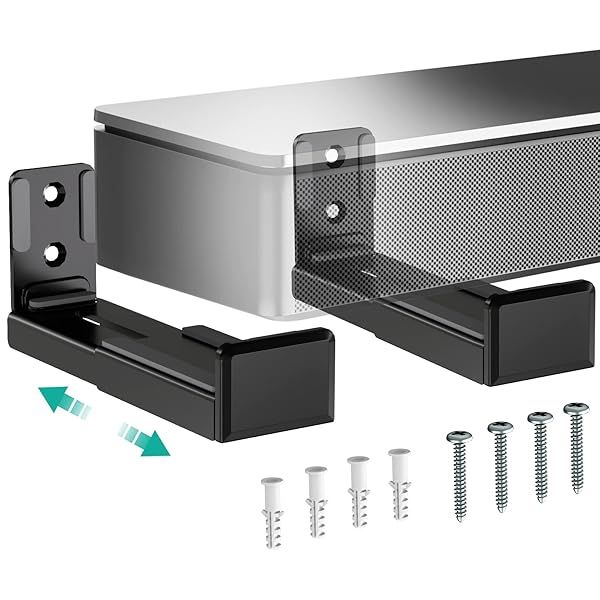 WALI Universal Soundbar Wall Mount - Adjustable Dual Bracket for Center Channel Speakers, Holds Up to 33 lbs, Black