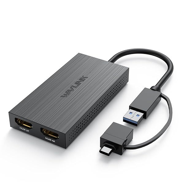 WAVLINK USB 3.0 & USB-C to HDMI Adapter for Dual 1080p Monitors - Universal Video Graphics for Windows & Mac