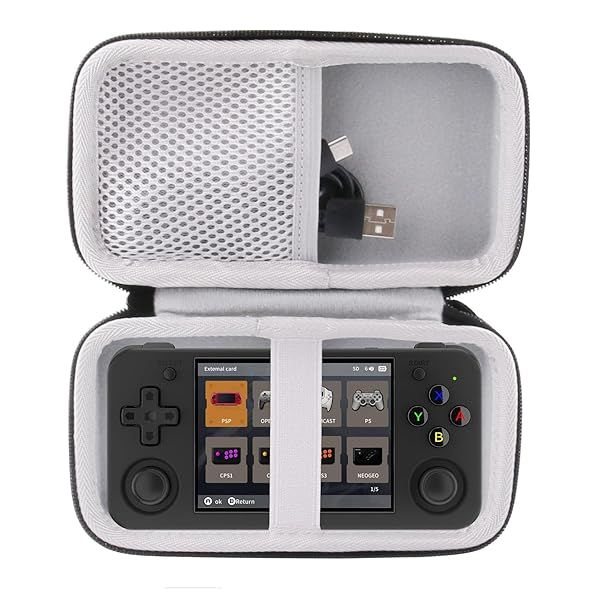 WERJIA Hard Carrying Case for RG350M RG350P RG350 Handheld Retro Game Storage Black