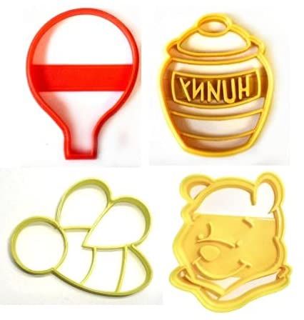 Winnie the Pooh Adventure Theme Balloon Hunny Honey Pot Set of 4 Cookie Cutters Made in USA