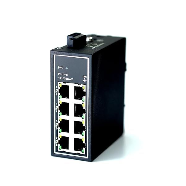 WIWAV WDH-8ET-DC 10/100Mbps Unmanaged 8-Port Industrial Ethernet Switch for DIN Rail or Wall Mount in Extreme Temperatures