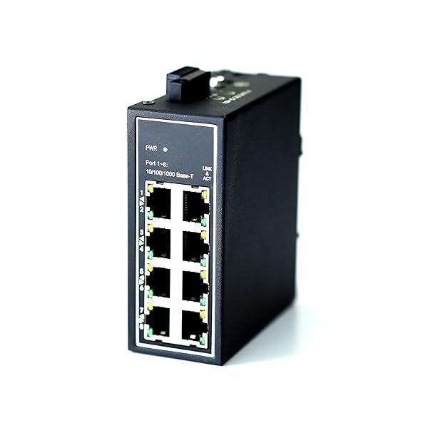 WIWAV WDH-8GT-DC 8-Port Gigabit Industrial Ethernet Switch Unmanaged 10/100/1000Mbps DIN Rail Wall Mount Temperature Range -30 to 75
