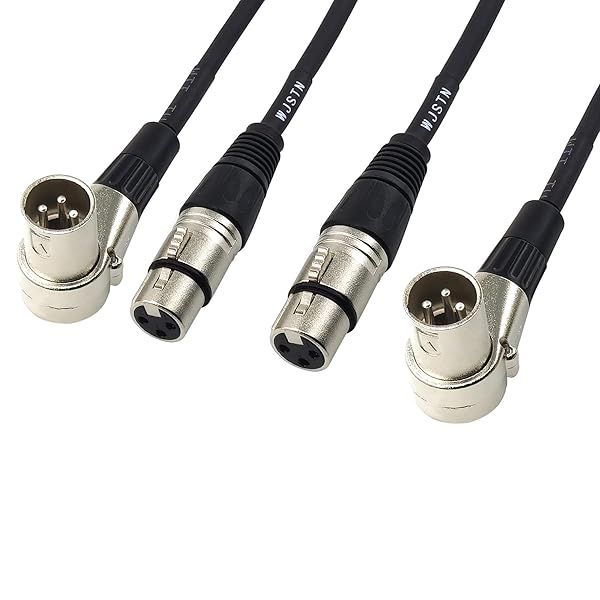 WJSTN Right-Angle XLR Male to XLR Female Balanced 3 PIN Microphone Cable 2 Pack