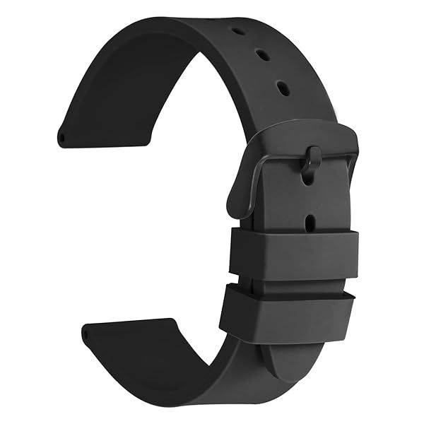 WOCCI 18mm Premium Silicone Rubber Watch Bands with Black Buckle for Comfortable and Stylish Replacement Straps