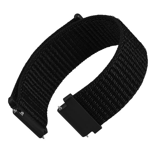 WOCCI 21mm Adjustable Nylon Watch Band, Quick Release Sport Loop Strap (Black)