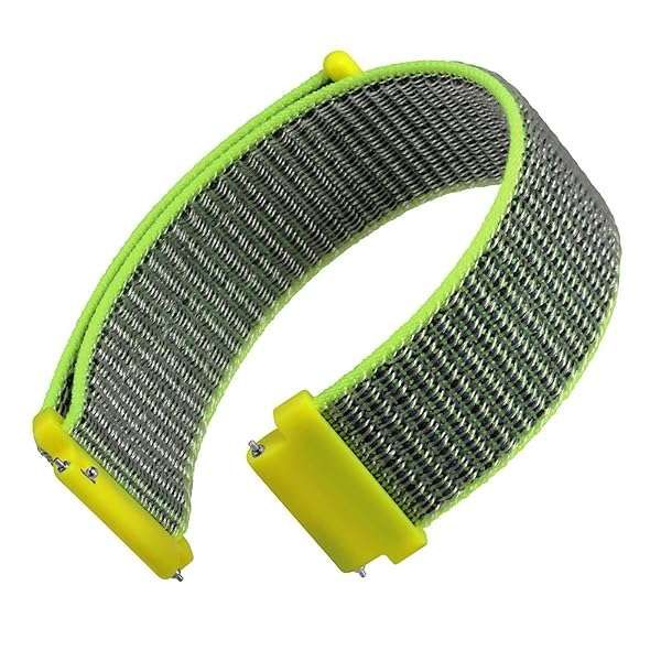 WOCCI 22mm Adjustable Nylon Watch Band - Quick Release Sport Loop Strap in Bright Yellow/Grey