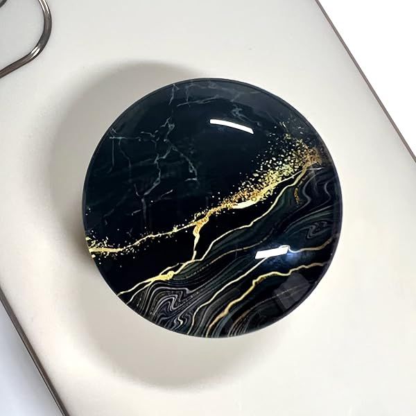 WUYULB Clear Crystal Glitter Expandible Collapsible Moblile Phone Grip Stand Holder for Smartphones and Tablets Cell Phone Accessory (Black Rose Gold