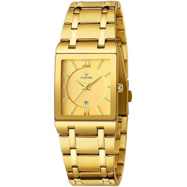 WWOOR Square Watches for Men Stainless Steel Mens Square Watch with Date Original Waterproof Analog Quartz Fashion Business Casual Wristwatch