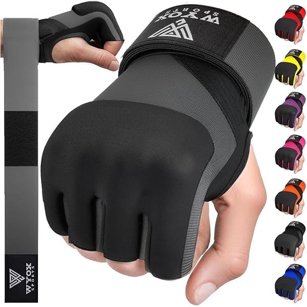 Buy WYOX Gel Boxing Hand Wraps - 80cm Padded Inner Gloves for MMA, Kickboxing & Martial Arts (Grey, SM) - Fast Shipping!