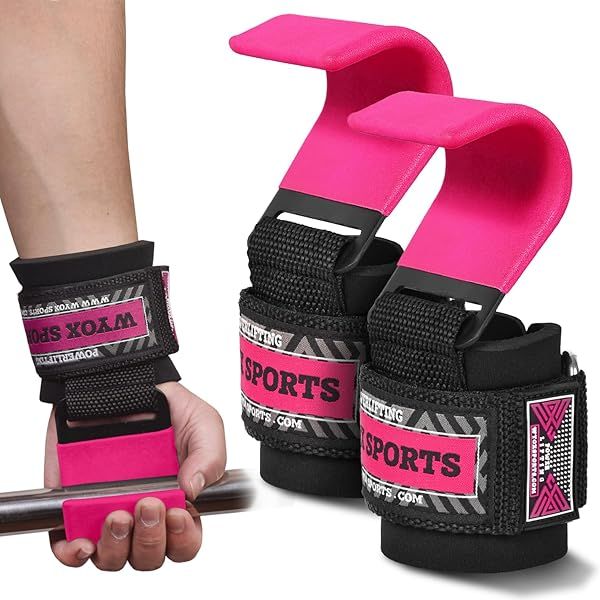 WYOX Weight Lifting Hooks for Men & Women - 7mm Wrist Padding for Powerlifting, Deadlifts & More - Durable Gym Lifting Straps