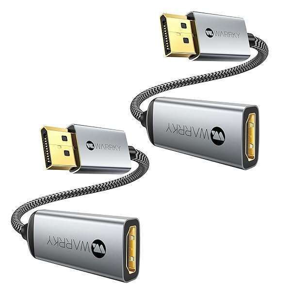Warrky 2-Pack DisplayPort to HDMI Adapter (4K UHD) for Lenovo, DELL, HP, ThinkPad, AMD & NVIDIA