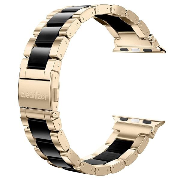 Wearlizer Stainless Steel Champagne Wristband for Apple Watch 42-49mm Women's Classic Strap Replacement Bracelet