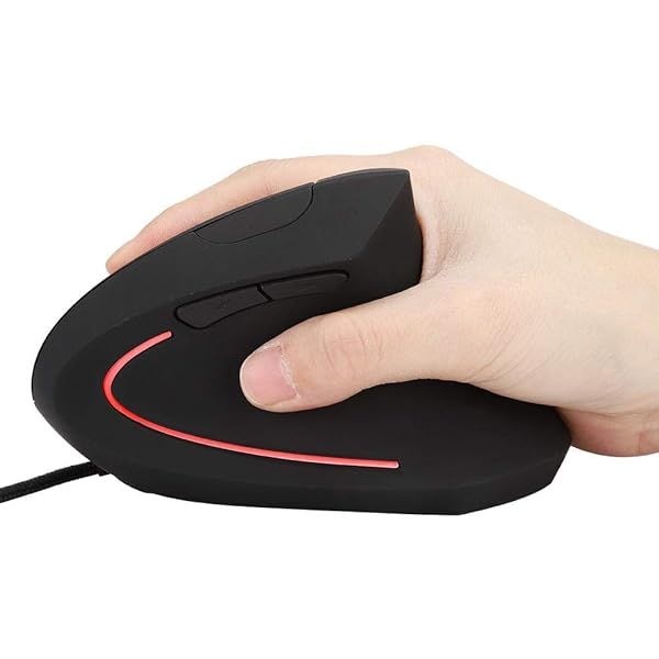 Wendry Wired Ergonomic Mouse 3200dpi Optical Vertical Gaming Mouse 6D Adjustable LED for PC Laptop Black