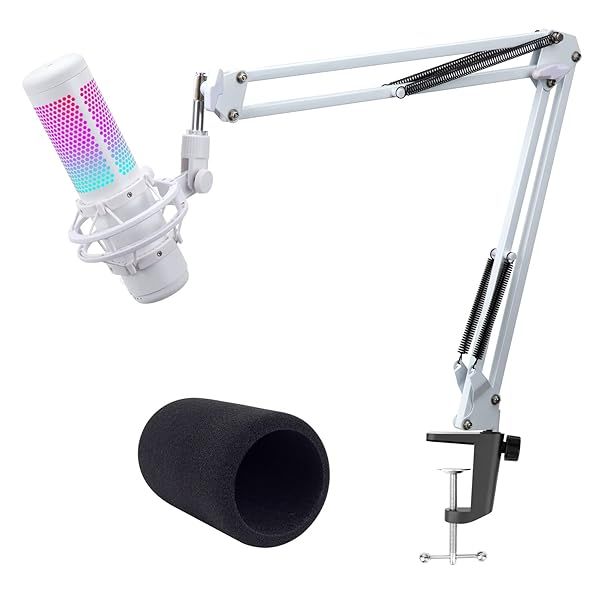 White Boom Arm for HyperX QuadCast S - White Mic Arm Compatible with Hyperx Quadcast White Microphone, Premium Microphone Boom Arm Stand by YOUSHARES