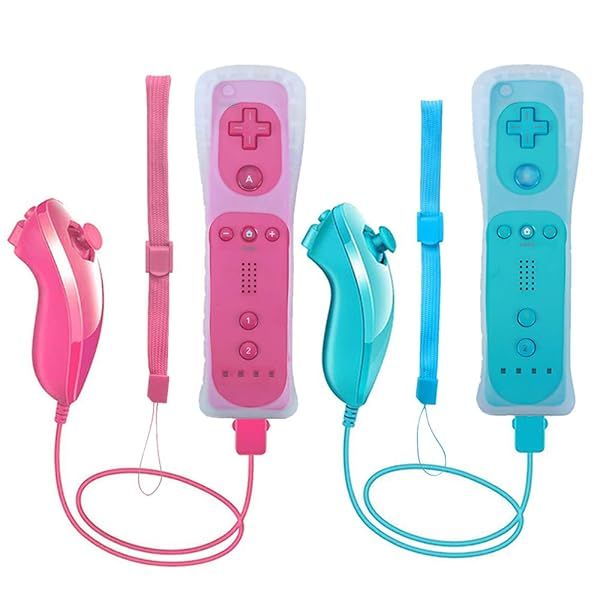 Wii Remote Controller 2 Pack Upgrade Wireless Controllers for Wii and Wii U Console Pink and Blue