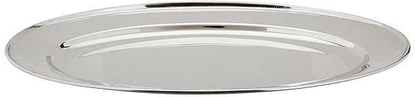 Winco 16 OPL-16 Oval Platter - 10.25-Inch Stainless Steel Serving Dish for Elegant Dining