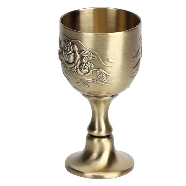 Vintage European Wine Goblet Glasses: Embossed Metal Chalice for Home Decor & Art Craft