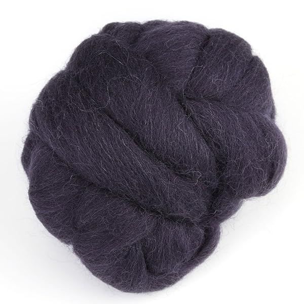 Soft Black Wool Roving Yarn for DIY Crafts - 55g Felting Wool Fiber for Handcraft Projects
