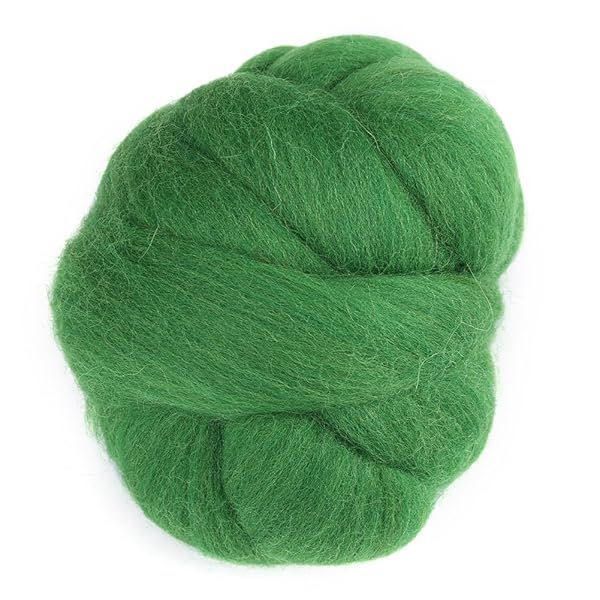 Soft Green Wool Roving Yarn for DIY Crafts - 55g Felting Wool Fiber for Handcraft Projects