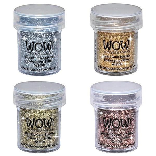 Wow Sparkle Bundle Embossing Powders 4 Jars Metallic Gold Copper Pearl Gold Silver for Crafting and DIY Projects