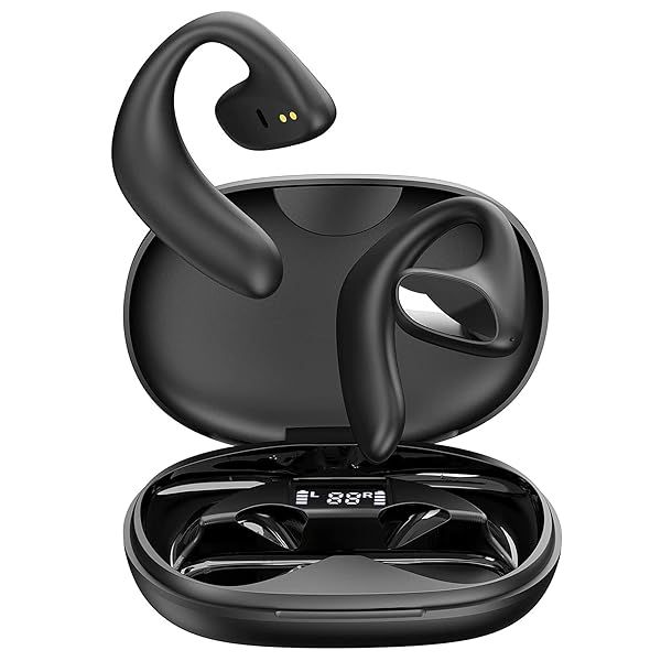 Wrap Around Over Ear Earbuds Bone Conduction Open Ear Headphones Wireless Bluetooth Open Ear Earbuds with Ear Hook Mic Earbud Bone Conduction Head